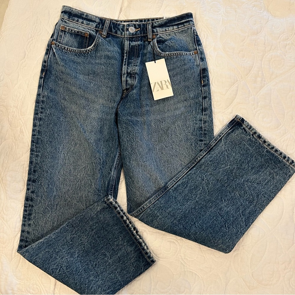 NWT Zara High Rise Ankle Length jeans button up fly size 8